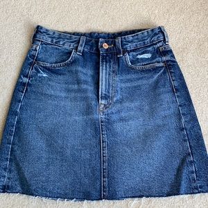Dark wash denim skirt